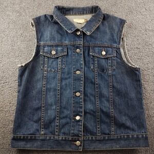 J. Crew Denim Trucker Vest Womens XL Sleeveless Jean Jacket Western Cowgirl